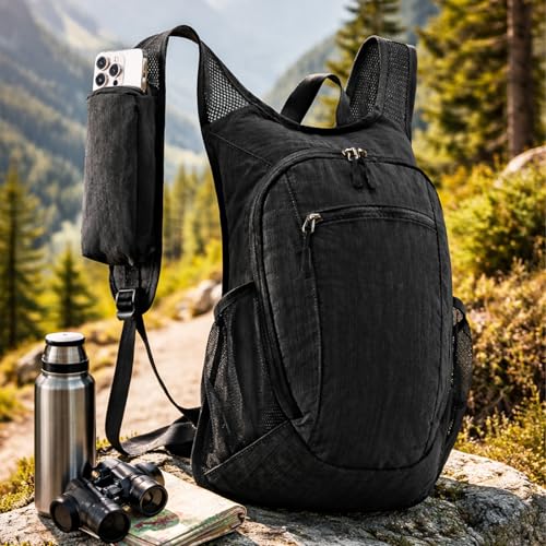 Mochila plegable para senderismo 10L negra miniatura 1