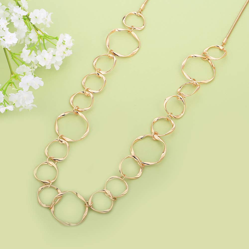 Ouran Collana lunga a catena per donne, collana con ciondoli per ragazze, oro rosa e argento, gioiello regalo per la festa della mamma e delle amicizie