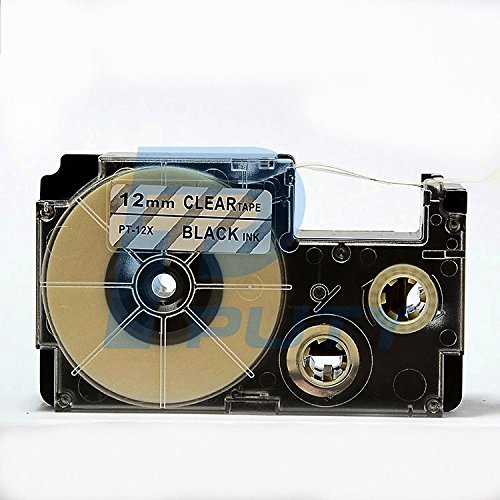 IDIK 12mm Compatible Black on Clear Label Tapes XR12X XR-12X for KL-60 Typewriter KL-60SR KL120 EZ Label Maker, 2Pack