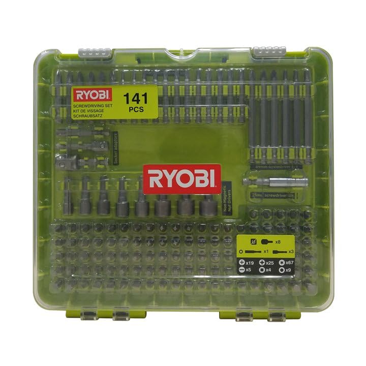 Ryobi RAKD141 Kit 141 Bits 1/4" Esagonale Punte Bussole Trapano Avvitatore