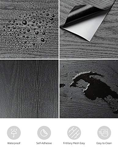 Abyssaly Black Wood Peel And Stick Paper 11.8 Inch X 78.7 Inch Decorative Self-Adhesive Film For Furniture Surfaces Easy To Clean Thickening Upgrade Increase Stomata And Reduces Bubble Generation #TOP1