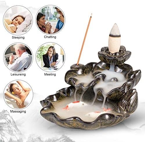 YYDS Incense Burner Ceramic Backflow Incense Holder Waterfall Handmade Supports Meditation Classic for Aromatherapy Ornament Home Decor Incense Holders