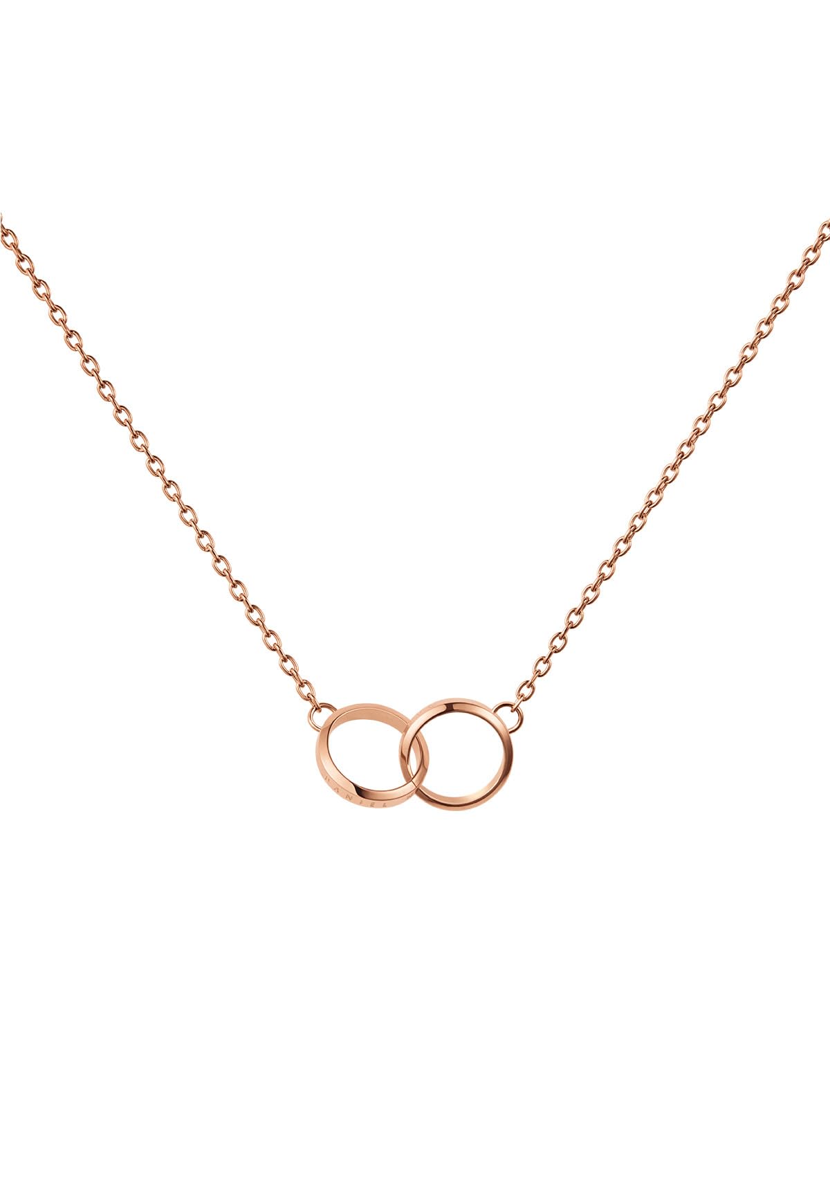 Elan Unity Pendant Necklace - 316L Stainless Steel, Interlocking Double Circle Ring Necklace for Women & Men, 44cm / 17.3 Inches