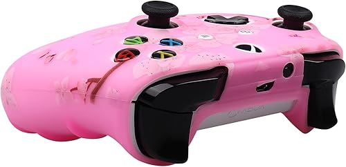 Miniatura 4 de RALAN Cherry Blossoms Skin , Sakura Silicone Controller Cover Skin Protector Compatible for Xbox Ones Controller (Pink Pro Thumb Grip x 2 ,Pink Cat