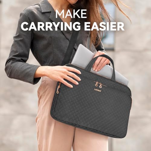 Laptop Bag Case 17 17.3 inch for Women Men Computer Briefcase Compatible with Dell XPS Inspiron, HP Pavilion Omen, LG Gram, Lenovo, ASUS, Acer, Messenger Shoulder Bag with Strap Handle, Black3