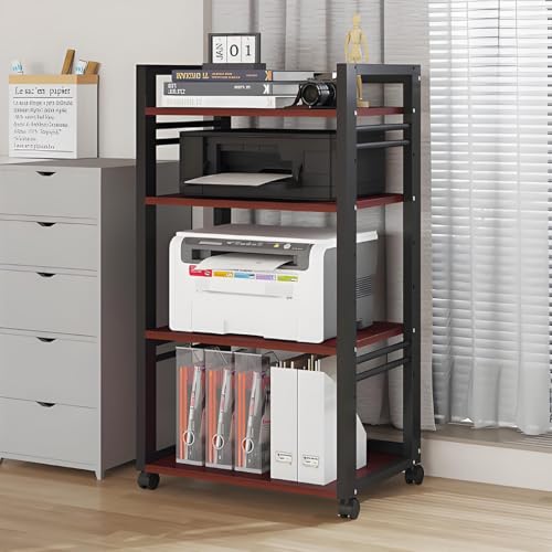 YQMHEZ Meuble Rack Audio à 4 niveaux avec roulettes, Meuble HiFi, armoire de support multimédia avec hauteur réglable, tour de support audio robuste for...