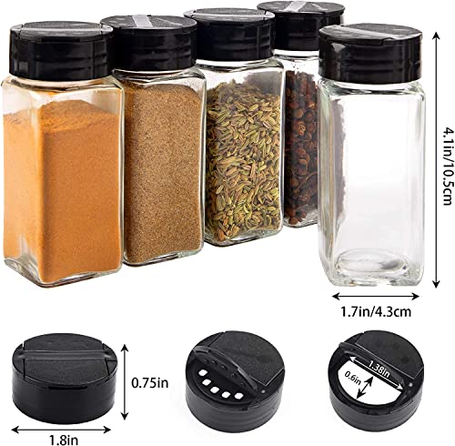 Image of KELVEE Glass Spice Jars With Black Plastic Shaker Lids Pack of 10, 100 ML Flip Top Square Spice Bottles, Seasoning Spice Containers For Kitchen,Storing Spice (10)