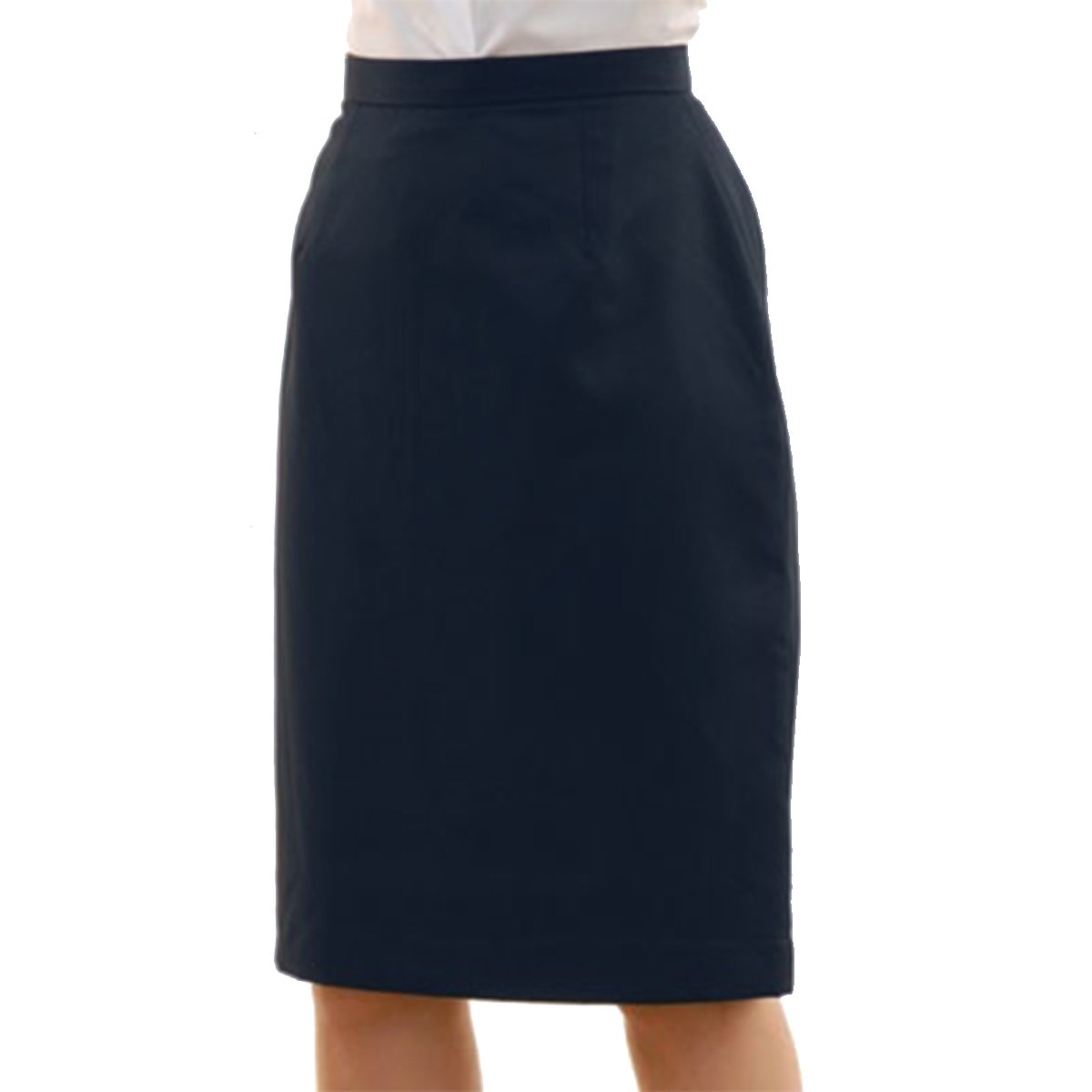 Metzuyan Women's Straight Cut Skirt - Plain Wool Blend Navy