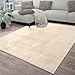Produktbild TT Home Teppich Wohnzimmer Kurzflor Einfarbig Modernes Design Waschbar, Farbe: Beige, Größe:60x100 cm