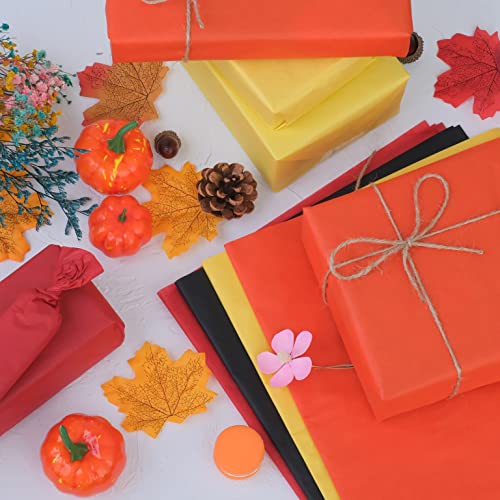 100 folhas de papel de seda preto laranja amarelo para sacos de presente, papel de embrulho para col