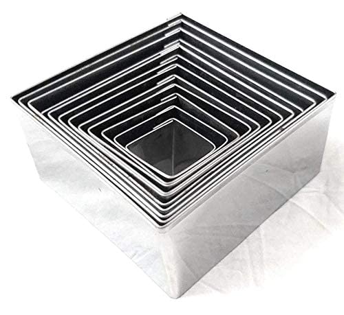 Image of Stainless Steel Square Cookie Cutter Set - 12-Piece Commercial Grade Pastry, Biscuit & Baking Moulds for Professional & Home Use