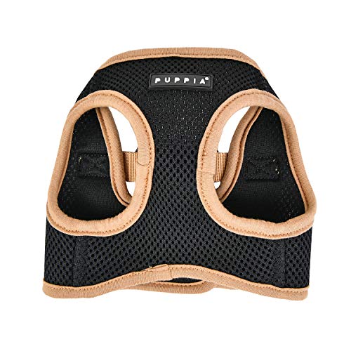 Puppia Soft Harness II - Weiches Westengeschirr für kleine und mittelgroße Hunde - sehr komfortabel und leicht anzuziehen, Schwarz, PUHB1770BKM