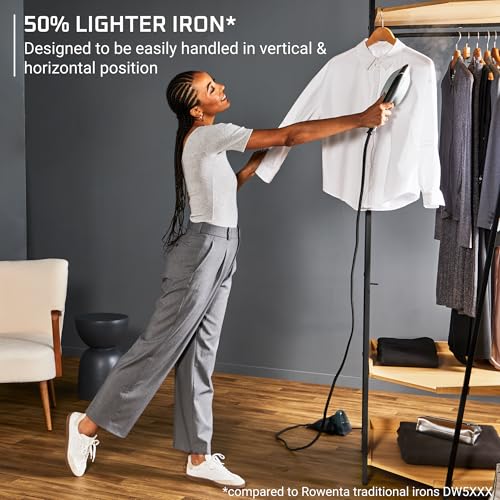 Rowenta 2-in-1 Duo Force 1700W Steam Iron & Steamer with Stainless Steel Soleplate, Ultra-Lightweight Design, and Detachable Water Tank