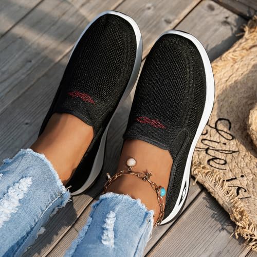 Orthopedic Shoes for Women Wide Width Walking Sneakers Mesh Comfortable Lightweight Slip on Sneakers Women Arch Support,Women's Woven Orthopedic Breathable Soft Shoes Diabetic Nurse Sneaker2