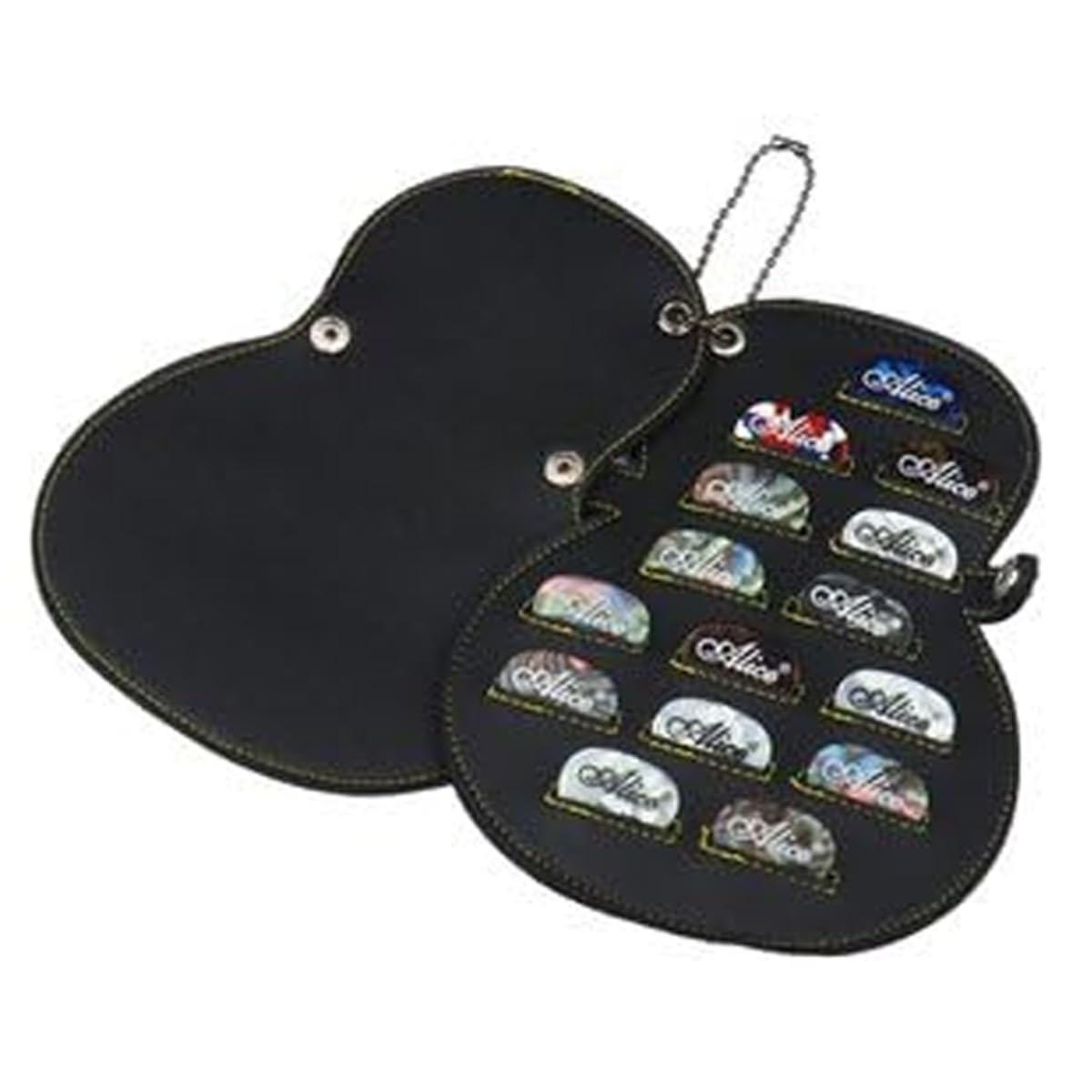 Personalizowany uchwyt na kostki do gitary PU Skórzany organizer na kostki do gitar akustyczno-elektrycznych Stylowy prezent muzyczny dla gitarzystów i muzyków (czarny)