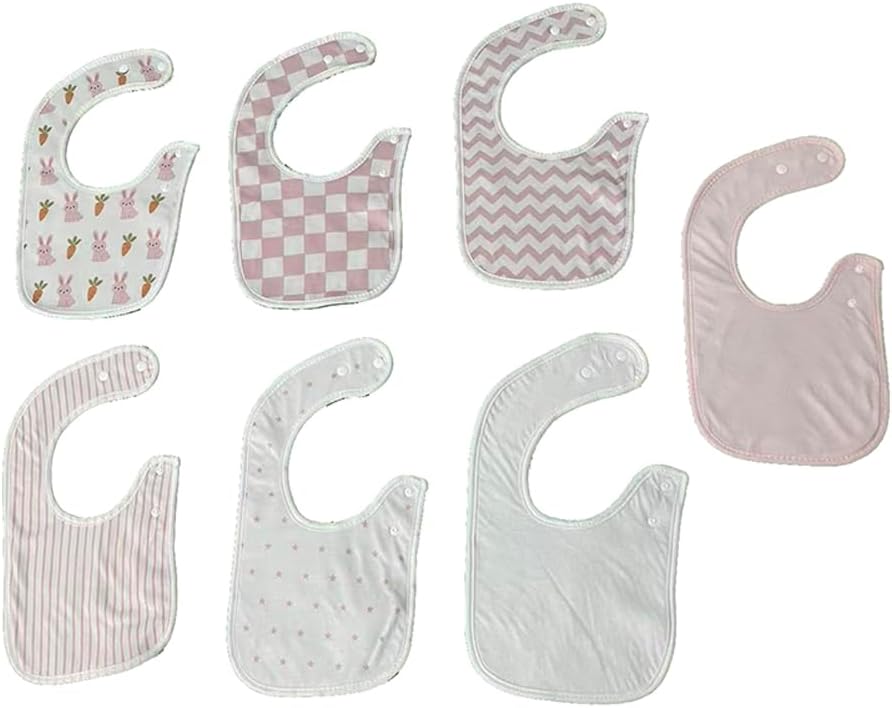 7 Pack Baby Bibs Super Soft Absorbent Solid Color Unisex Fashion Bibs for Teething Drooling