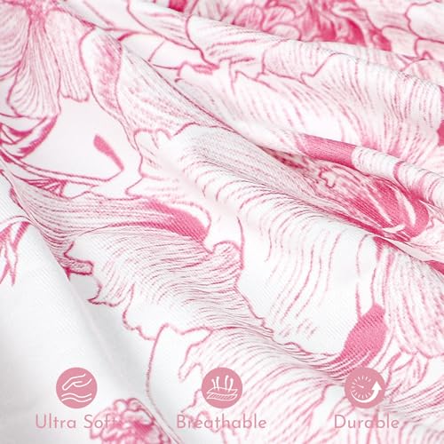 Image of DILIMI Fitted Crib Sheets for Baby Boys and Girls, Ultra-Soft Breathable Baby Crib Sheet Fits Standard Crib and Toddler Mattress, Pink Floral