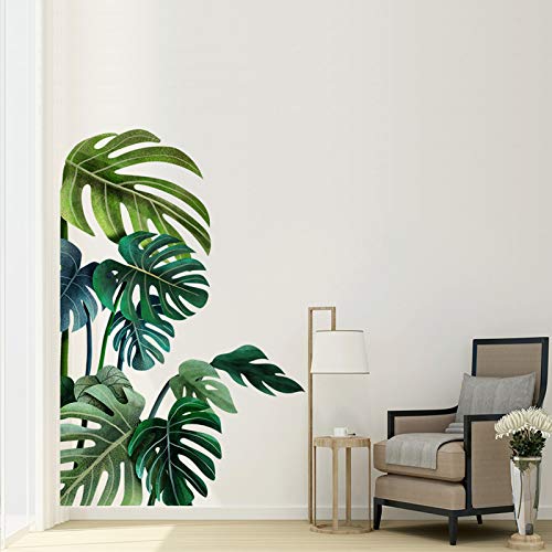 Big Green Leaf Wall Stickers Tropical Plant Leaves Window Decals Decorations Murals Wall Art Decorative Sticker For Kids Living Room Bedroom Nursery Playroom Cute Holiday Jungle Party Decor Supplies #TOP4