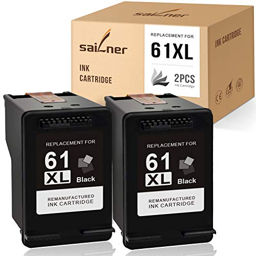 SAILNER Remanufactured Ink Cartridge Replacement for HP 61XL 61 XL use with Envy 5530 4500 OfficeJet 4630 2620 DeskJet 2540 3510 2050 1000 1010 3050 3050A 3000 (2 Black)