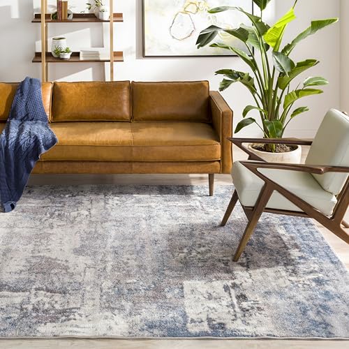 Livabliss Miami Wohnzimmer Modern – Abstrakt Design in Marmor Optik für Wohnzimmer 160x213 cm, Esszimmer, Schlafzimmer - Marmor e groß, weicher Kurzflor in Blau,...