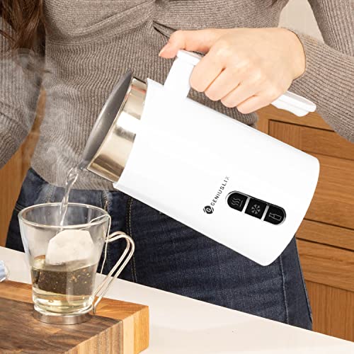 Geniuslix Milk Steamer And Frother 10.1 Oz – This Electric Milk Steamer 500W Makes Soft Hot Or Cold Foam Maker For Your Latte, Cappuccino And Macchiato - Automatic Milk Steamer With Ergonomic Handle. #TOP4