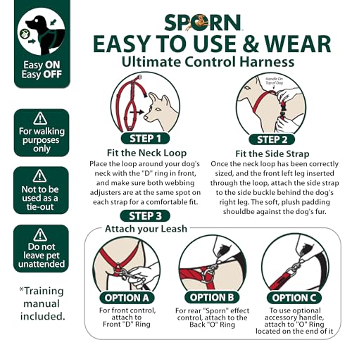 Ultimate Control Dog Harness Large Sized Dog, Red Nylon Large Dog Harness with Detachable Accessory Handle & Leash Extension, No Pull Dog Harness Large Sized Provides by Sporn - Thumbnail 5