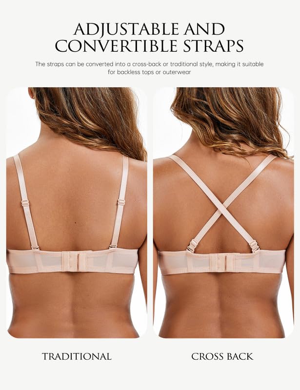 Wingslove Soutien-Gorge Balconnet Dentelle Sexy Femme Transparent Broderie Non doublé Armatures