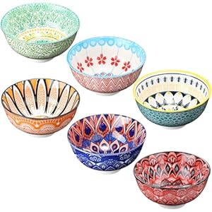 6 Pack 24 oz Ceramic Bowl Set Ceram...