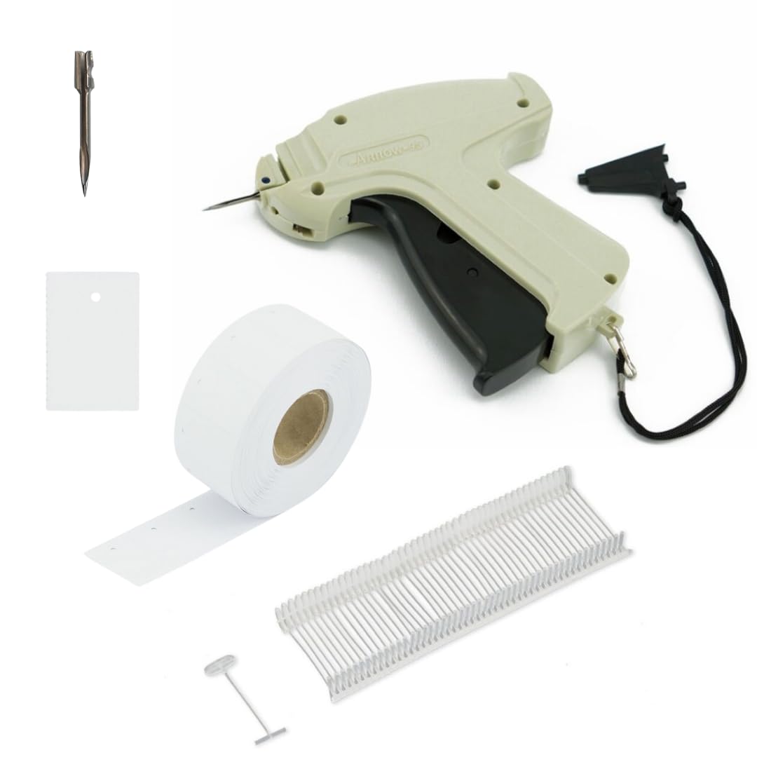 Pistola per etichettatrice Arrow 9S Standard Set con ago di ricambio + 1.000 fili standard 25 mm + 1.000 etichette in cartone 30 x 45 mm � Pistola per il fissaggio di cartellini dei prezzi ai tessuti