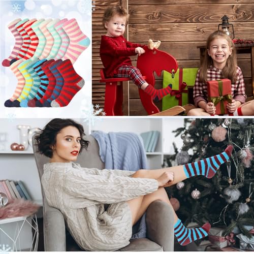 Image of Handepo 60 Pairs Women Fuzzy Socks Bulk Winter Warm Soft Fluffy Crew Sleeping Slipper Socks for Back to School Birthday Gifts