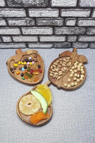 Ahşap Elma, Çilek ve Armut Desenli Kayın Çerezlik, Kz1046