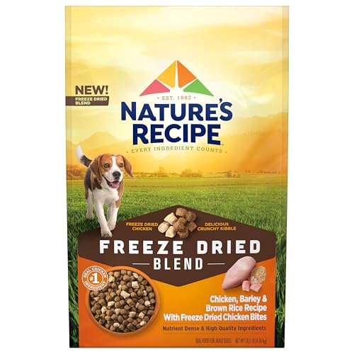 Nature’s Recipe Chicken, Barley & Brown Rice Recipe Dry Dog Food with Freeze Dried Chicken Bites 10.5 lb Bag