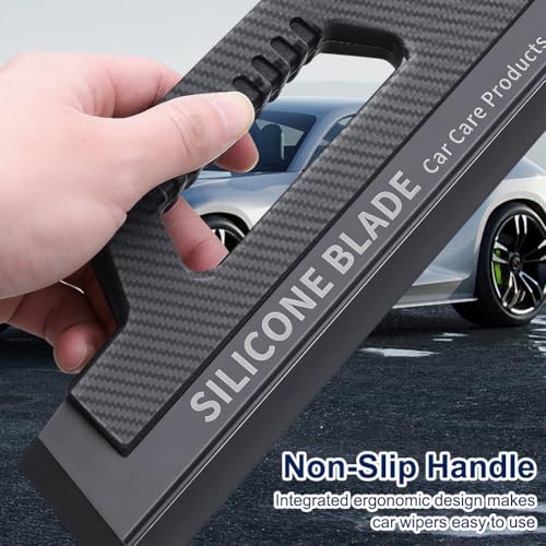 Auto-Windschutzscheibenschaber, Gummiabzieher Wasserabstreifer mit Stiel, Silikon Abzieher Auto, für Fenster Dusche Spiegel Fenster klare Sicht & Schmutz-Entfernung ohne Verkratzen