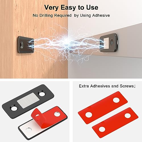 image for Cabinet Magnetic Catch Jiayi 5 Pack Black Ultra Thin Cabinet Door Magn