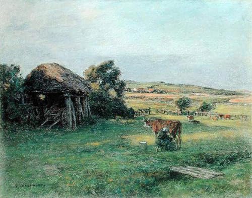 Posters et art pour décoration chambre paysage vache paysanne