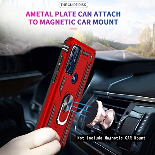 Leyi For Motorola G Play Phone Case 2023, Case For Moto G Play 2023 With 2 Pcs Screen Protector For Women, [Military-Grade] Shockproof Case With Ring Kickstand For Motorola G Play 2023, Red #TOP2