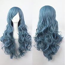 Ellena Womens/Ladies 70cm Blue Color Long Curly Cosplay/Costume/Anime/Party/Bangs Full Sexy Wig 70cm Curly,Blue