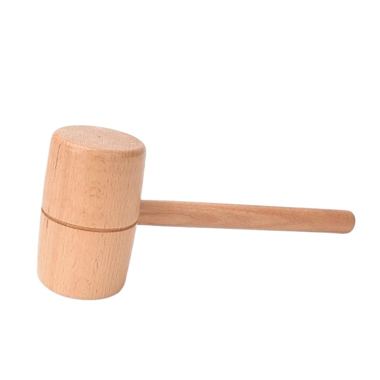 Martillo de madera Martillo de mazo for tallar carpintería, Mini haya, herramientas manuales bricolaje específicas, cabeza redonda/cuadrada madera, 1 ud para superficies delicadas(L-Round)