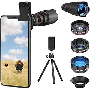 7 in 1 Phone Camera Lens Kit – 22X Telephoto, 235 Fisheye, 25X Macro, 0.62X Wide Angle Lenses – Compatible with iPhone, Samsung, Android Phones