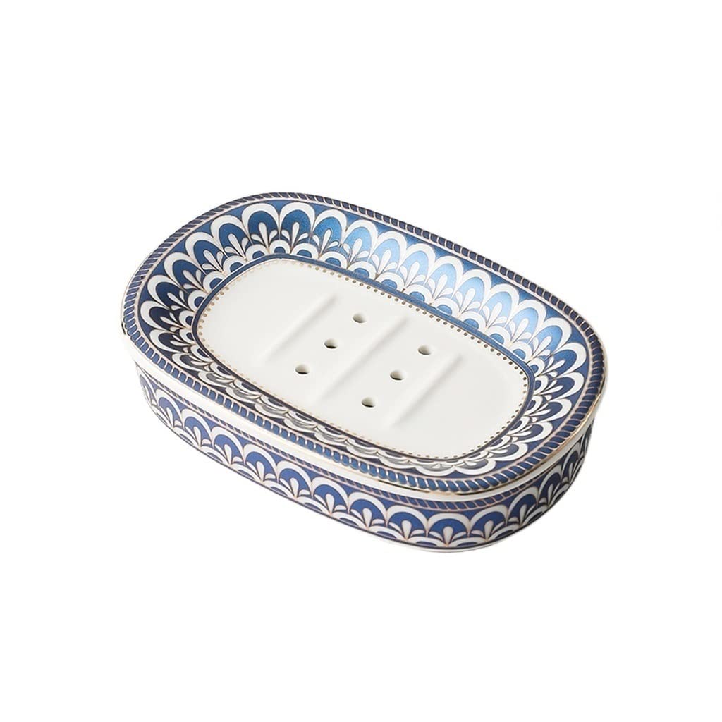 UNNS Ociekanie mydelniczki w stylu nordyckim ceramiczne mydelniczka odpływ mydelniczka wewnętrzna umywalka łazienka kuchnia dwuwarstwowa mydelniczka prosty mydelniczka (kolor: A)