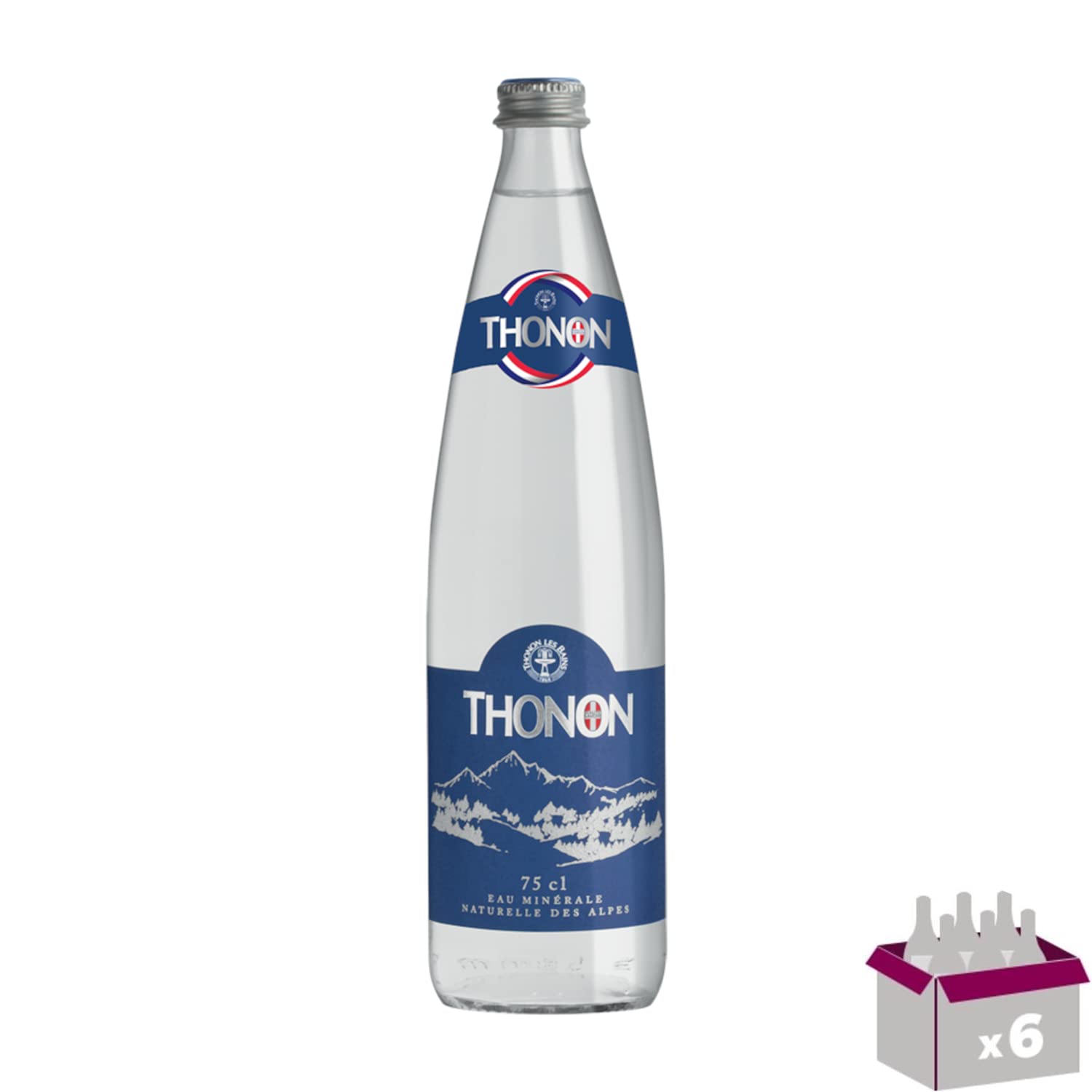 Thonon – Agua mineral natural plana – 6 x 75 cl cristal perdido