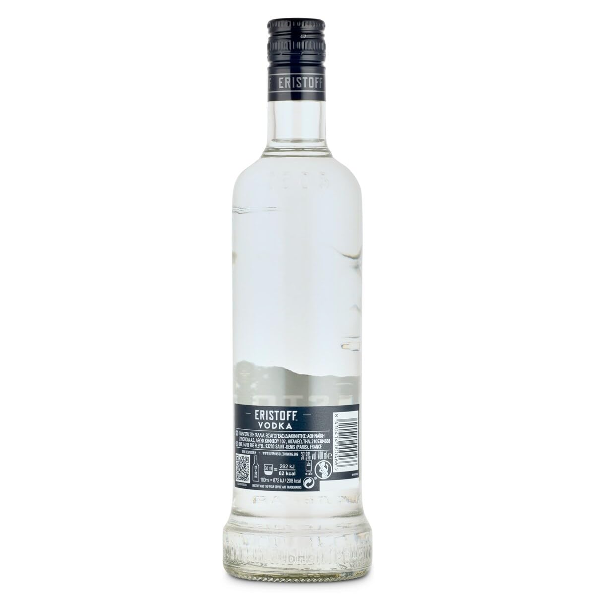 ERISTOFF Premium Vodka, 37,5 % Vol, 70cL / 700mL, filtrado con carbón vegetal, vodka con triple destilación