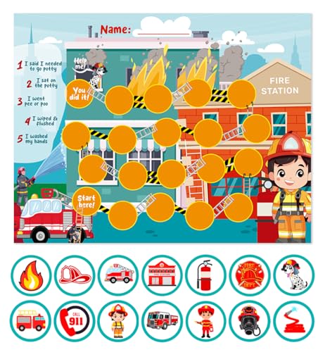 240 pcs Potty Training Stickers, Firefighter Potty Sticker Chart, Potty Reward Charts for Toddlers, Potty Training Chart for Kids, Potty Chart for Toddlers Boys with Stickers Show Options…