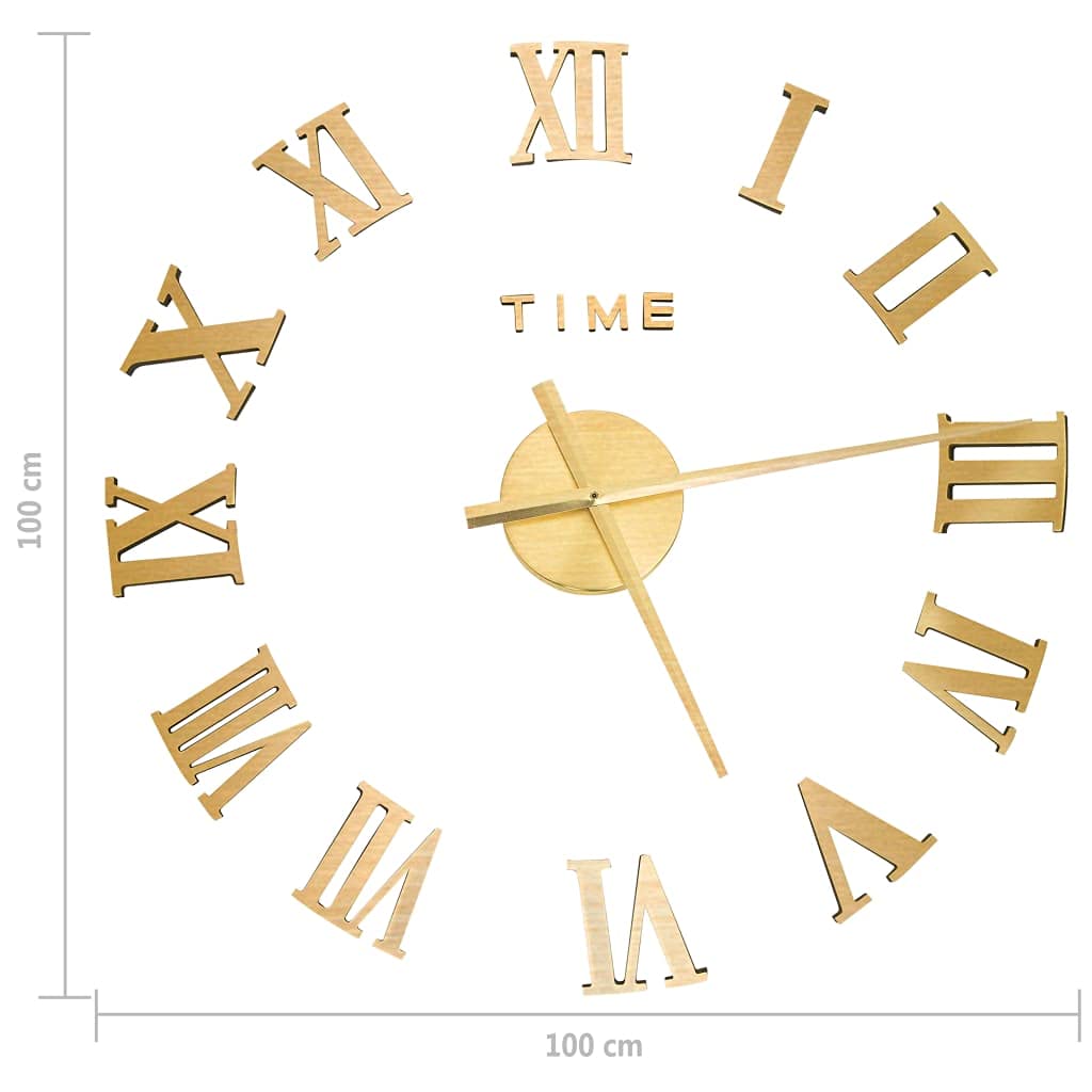 Reloj de pared 3D, diseño moderno, dorado, XXL, 100 cm, silencioso, analógico, para salón, cocina, oficina, dormitorio, con mecanismo de péndulo silencioso y decoración de pared decorativa