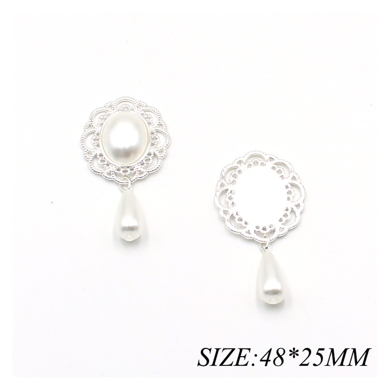 Bottoni Pulsante 10 pz/Lotto 48 * 25 Millimetri Perla Bottone Piatto for Abbigliamento Artigianato Cucito for Cucito Decorativo Accessori for Capelli Fai da Te