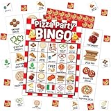Mueddur Pizza Party Bingo Card, Pizza Bingo Set for Adults Large Group Family Friends, Sleepover Party Game, Gourmet Food Bingo Kit for Birthday, Holiday Games for 24 Players -05