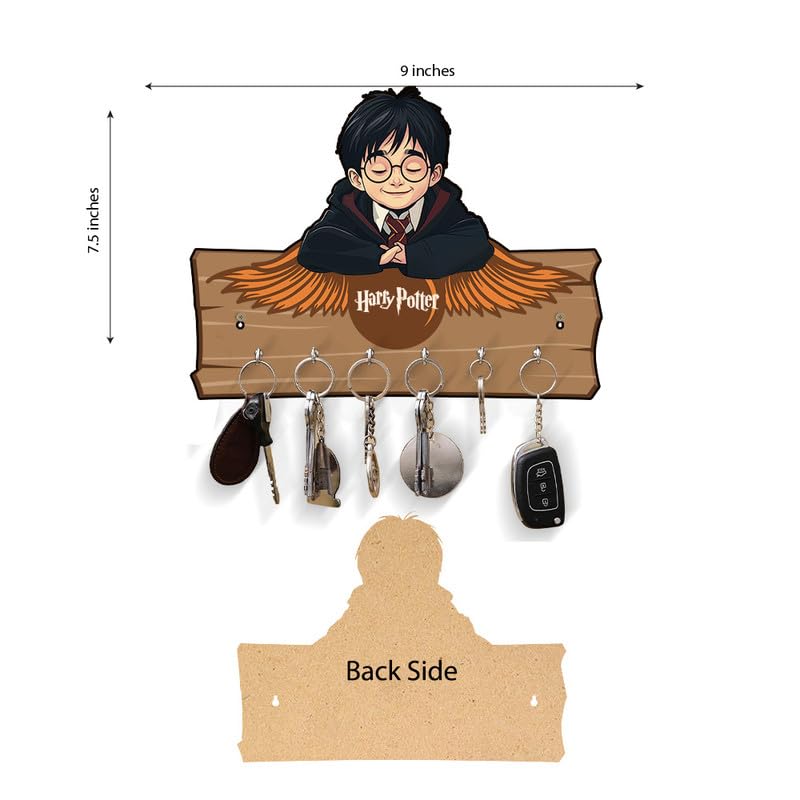 Image of Decorative Harrys Calm Wooden Key Holder for Home Decor Key Hangers Keychain Holder & Key Holder for Wall | No Drilling Required | with 2 Strong Sticker Hooks