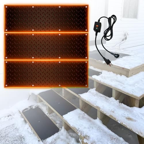 Lot de 5 tapis chauffants pour faire fondre la neige en caoutchouc avec câble d'alimentation pour portes, escaliers, entrées de véhicule, 5 pièces - 10 x 48 po