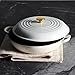 CAROTE 3.4QT Enameled Cast Iron Braiser Pan, Shallow Dutch Oven Casserole Skillets, Non-Toxic Cast Iron Pot with Lid for Grilling, Searing, Baking, Dual Handles, All Stovetop Compatible, White
