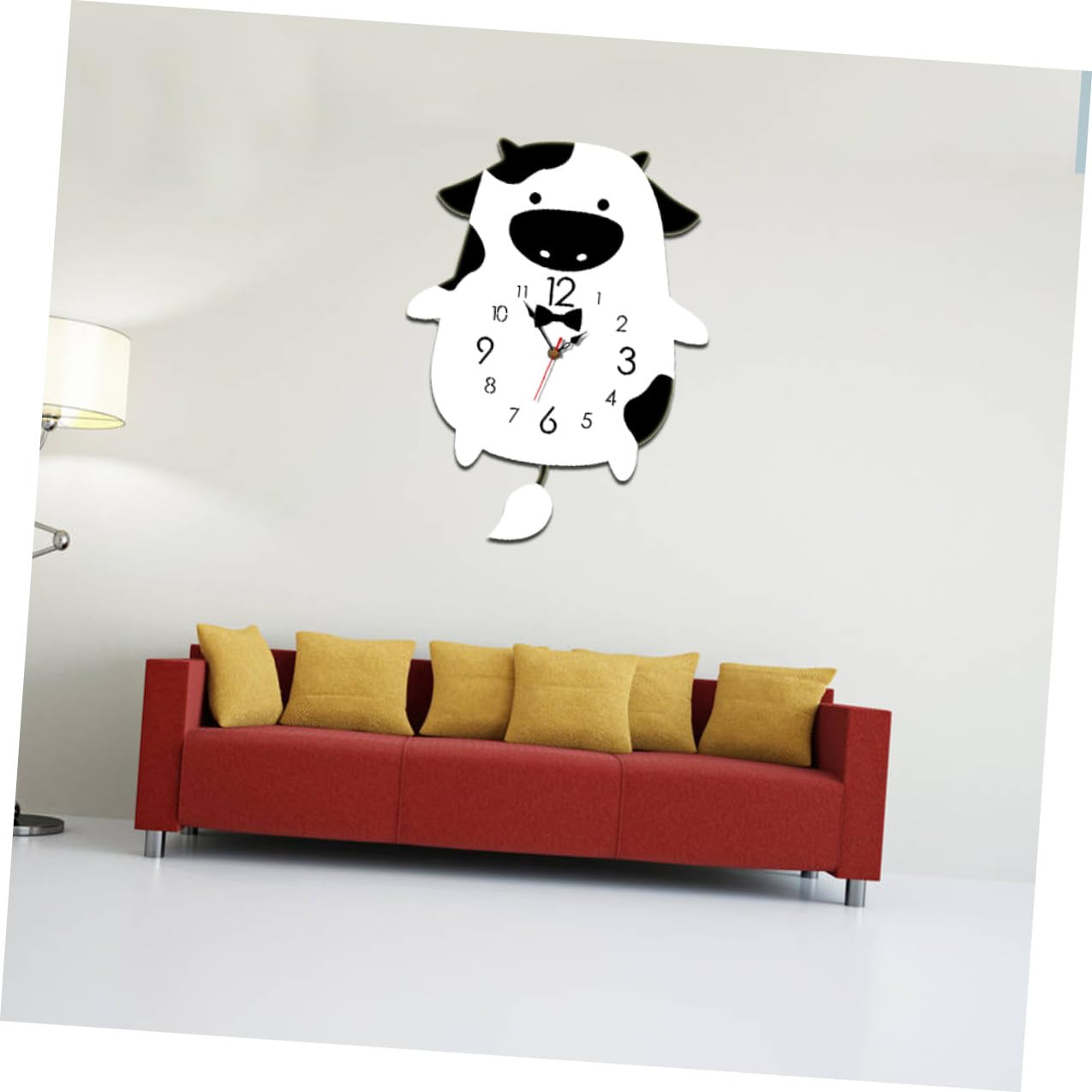 DOITOOL Orologio da Parete a Forma di Mucca Cartone in Acrilico Silenzioso | Campanaccio Mucca per Decorazioni da Parete, senza Pile, Display Tridimensionale Singolo Lato